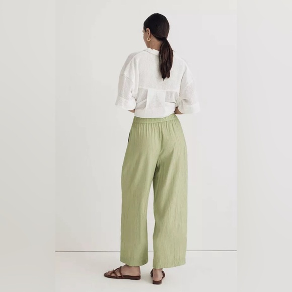 Madewell Crinkled Crepe Straight-Leg Crop Pants Green Size Medium - Picture 2 of 11